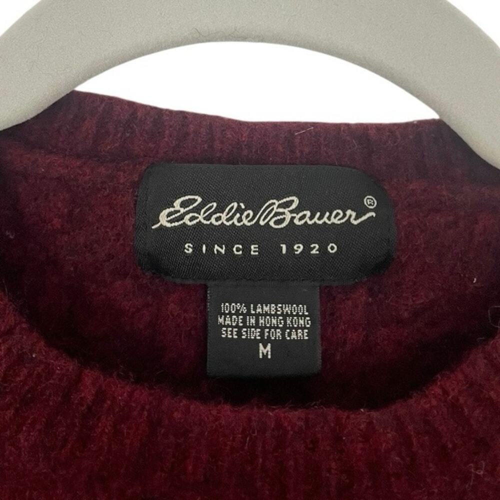 Eddie Bauer Vintage Maroon Cable Knit Lambs Wool Crewneck Sweater - Picture 8 of 8